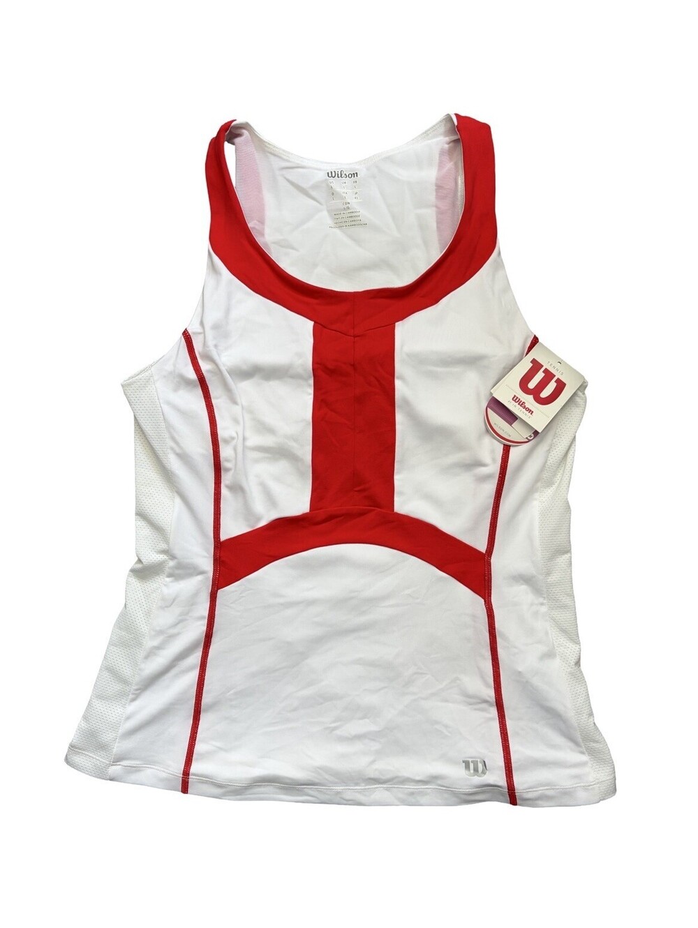 WILSON CARDIFF TENNIS TANK TOP WHITE RED WOMENS SIZE LARGE NWT sleeveless